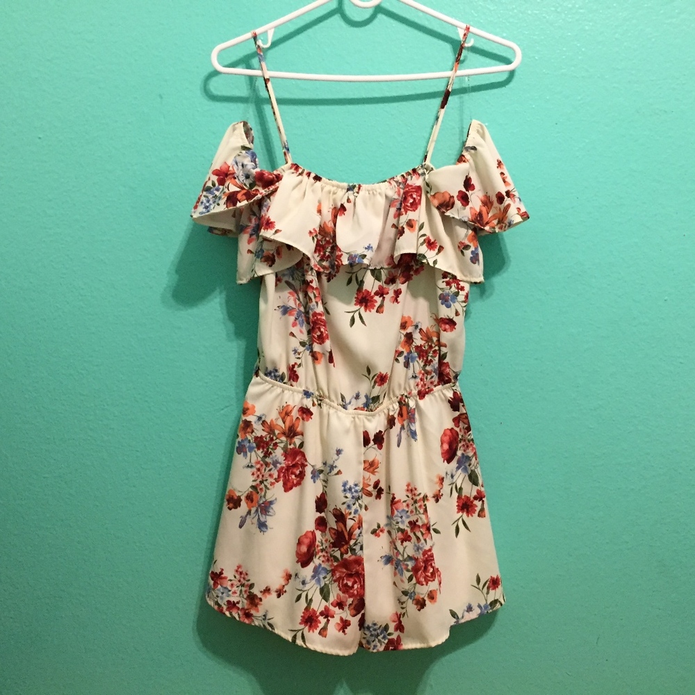 cold shoulder floral romper